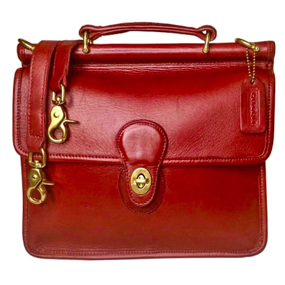 Vintage COACH WILLIS Red Glove Tanned Top Handle Crossbody Bag 9927 USA COA - Picture 3 of 17